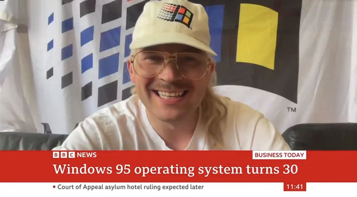 BBC News guest of the day:

Eurovision’s Windows95Man booked in a feature about Windows 95.