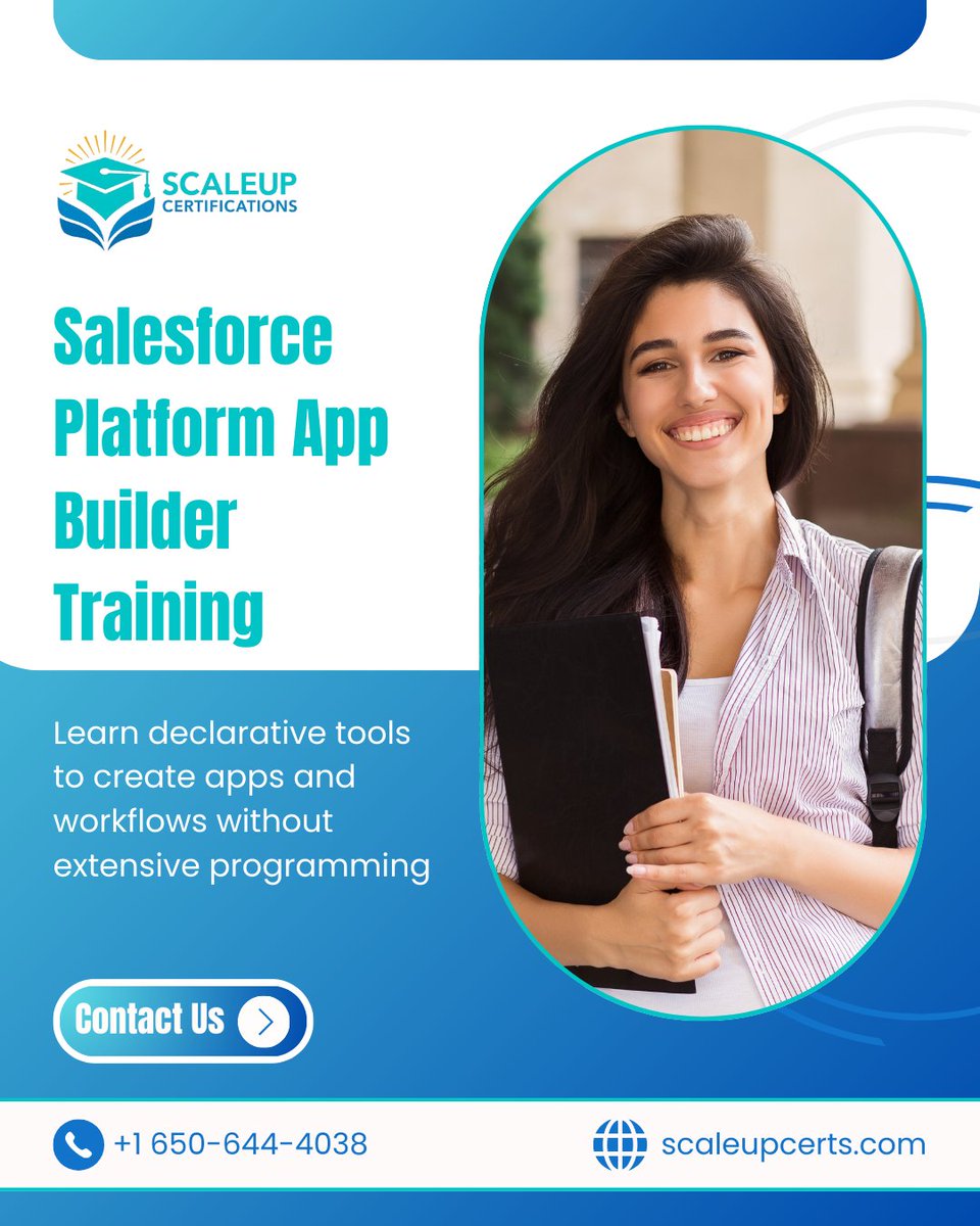 scaleup_certs's tweet image. 🚀 Build Salesforce Apps — No Coding Needed!
Become a certified Platform App Builder and master declarative development.

👉 Join now: scaleupcerts.com
📞 +1 650-644-4038

#salesforceappbuilder #nocodedevelopment #buildonsalesforce #platformappbuilder #automationskills
