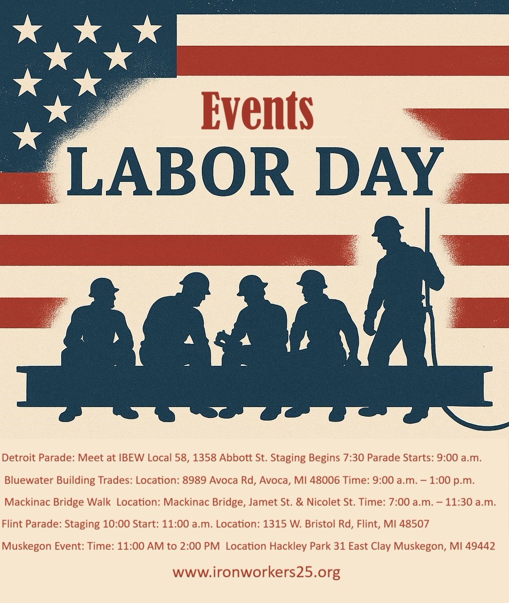 This Labor Day, join us across #Michigan to #celebrate the hardworking men &amp; women who build our communities. 

#laborday #union #apprenticeship <a href="/AFLCIO/">AFL-CIO ✊</a>