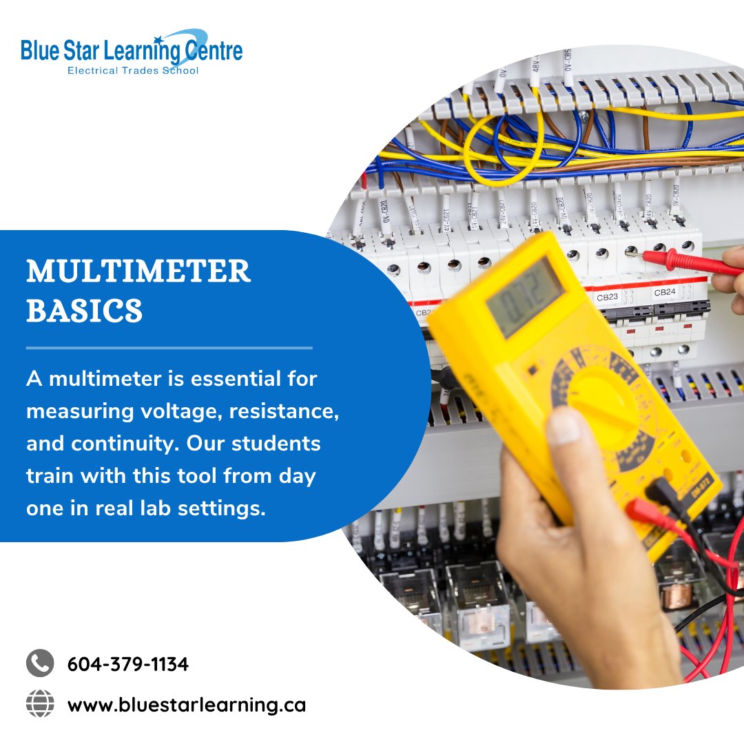 bluestar_trades's tweet image. Want to master the multimeter and other tools of the trade? Learn them all in our practical training courses. Apply now at bluestarlearning.ca

#MultimeterBasics #BlueStarLearning #ElectricianTools #HandsOnTraining #SkilledTradesCanada #ConstructionElectriciaexam
