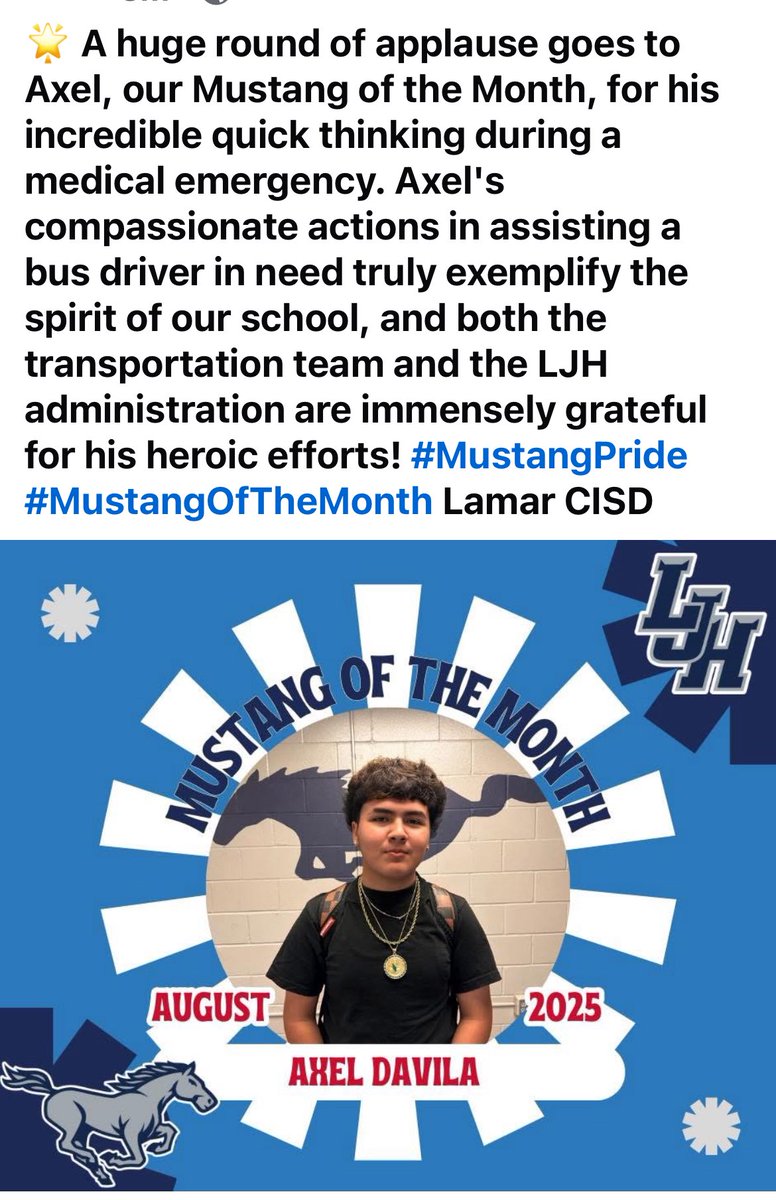 LaProfeMoni's tweet photo. I’m so proud of our #MustangsOfTheMonth Check out these amazing students!! @LJH_Sports @LJHMustangs @LamarCISD #ProudPrincipal 💙⭐️🐴 https://t.co/WAj039GdO9