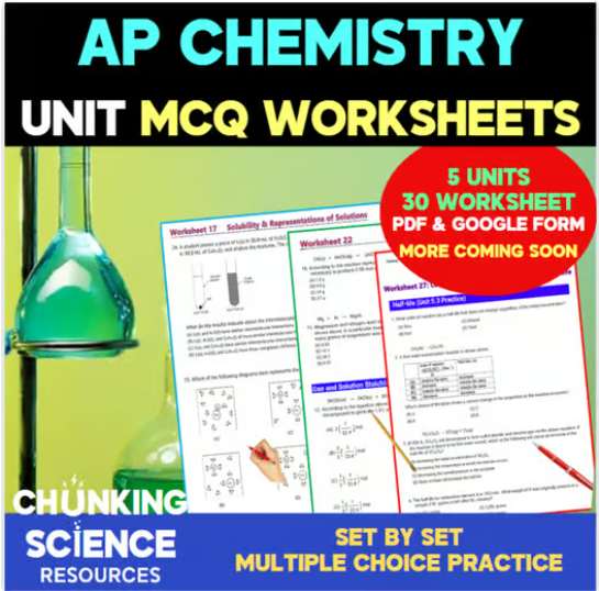 #APChemistry 5 Units 300+ MCQ auto-grading Worksheets Bundle  ⚡ Save HOURS. Perfect for HW, classwork, or AP exam prep.👉 Try it today on TPT. teacherspayteachers.com/Product/AP-Che…  #APChem  #backtoschool #HighSchoolScience #EduSky  #SciComm #wayground #quizizz