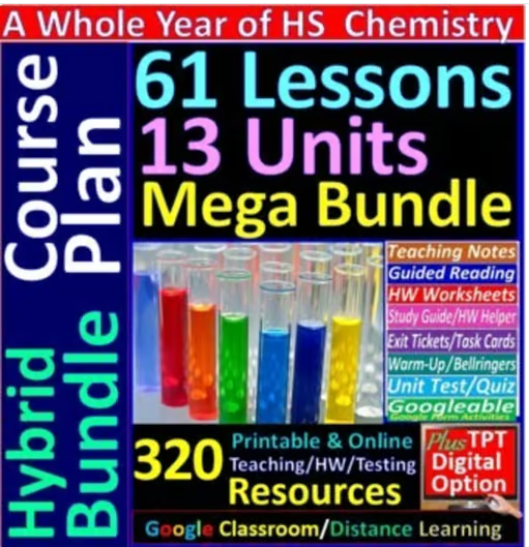 The ULTIMATE #HighSchool #Chemistry Year Long 61 #LessonPlans Mega Bundle 💥 📷 One-stop curriculum print and google docs resources📷 teacherspayteachers.com/Product/High-S…  #NGSSChemistry #BackToSchool #GoogleClassroom #chemchat #TEACHers #EduSky #SciComm #wayground #quizizz #chemistrytutor