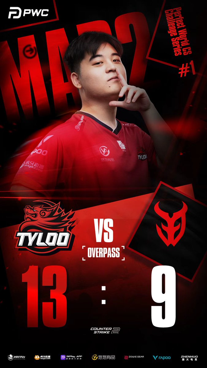 tyloogaming's tweet image. ✨PWC series 1
✨MAP  OVERPASS| BO3
✨TYLOO 13:9 3DMAX
✨MVP:TYLOO Jee
#tyloo #pwc