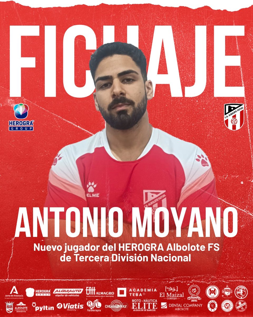 🆕 𝗙𝗜𝗖𝗛𝗔𝗝𝗘 | Antonio Moyano, nuevo jugador del HEROGRA Albolote FS.

👊🏻 El ala y cierre proveniente del San Jorge FS zaragozano aportará golpeo, seguridad en el pase y mucha garra.

❤🤍🖤 ¡Bienvenido a tu nueva casa!