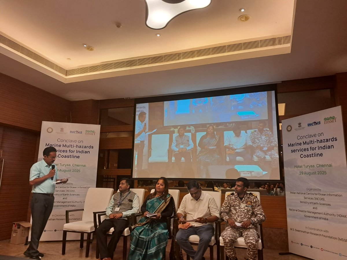 ESSO_INCOIS's tweet image. 🌊 Marine Multi-Hazard Conclave 2025, Chennai 🌊
INCOIS & NDMA experts showcased tsunami early warning, coastal research, climate services & ocean tech—strengthening India’s #ResilientCoastline & disaster preparedness.
#MarineHazards #OceanTech
@moesgoi