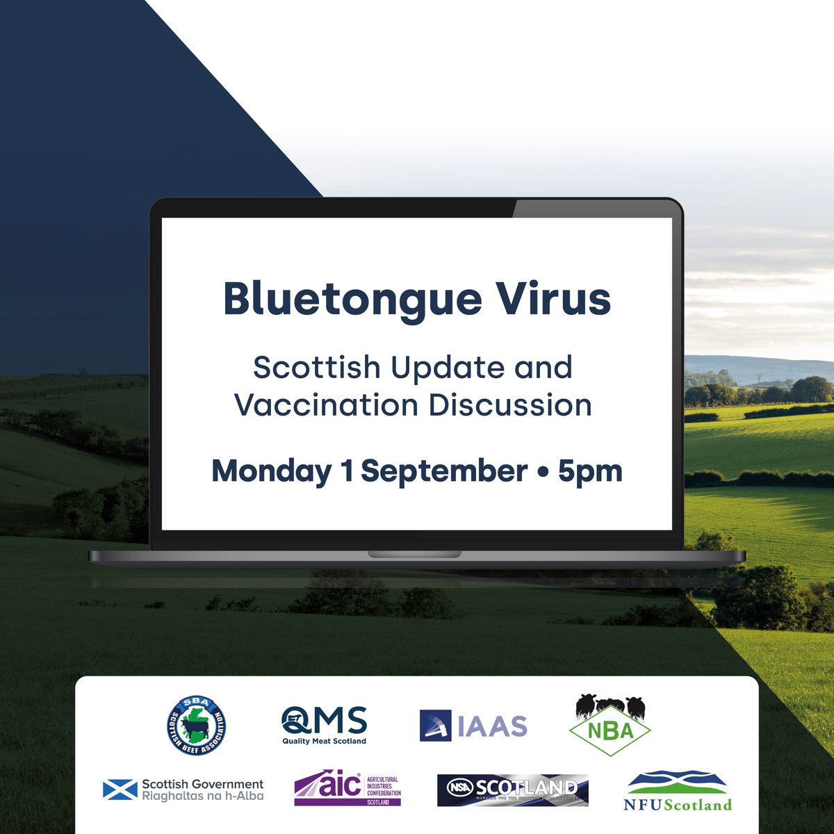 agindustriesUK's tweet image. 📢 Upcoming Webinar: Bluetongue Virus (BTV) - Scottish Update and Vaccination Discussion

📅 Monday, 1 September 2025
⏰ 17:00 to 17:30 BST

Read more: agindustries.org.uk/resource/webin…

#LivestockHealth #BluetongueVirus #ScottishFarming