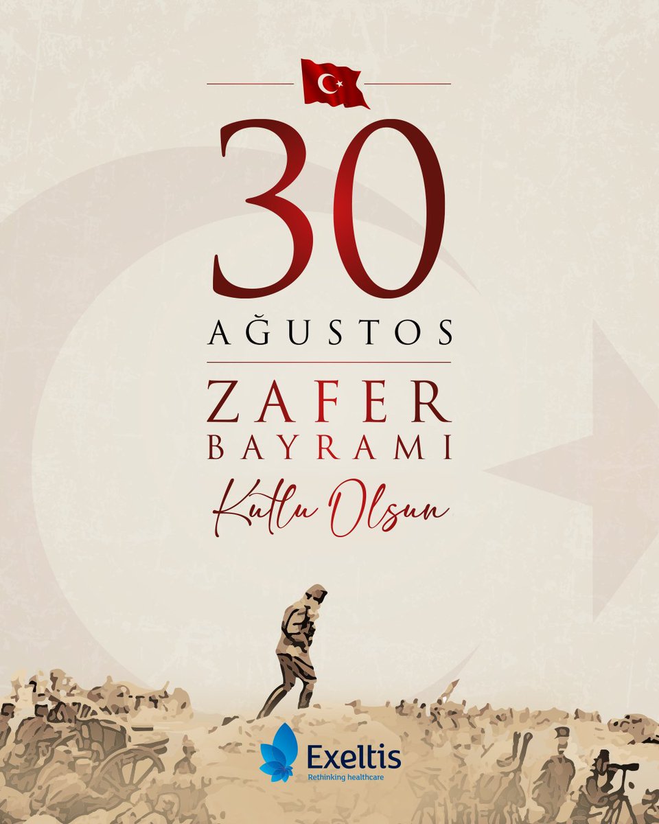 exeltisTR's tweet photo. Cumhuriyetimizin bağımsızlık yolundaki en önemli dönüm noktalarından biri olan 30 Ağustos Zaferi’ni kutluyoruz.
Başta Gazi Mustafa Kemal Atatürk olmak üzere tüm kahramanları saygı ve minnetle anıyoruz.
#Exeltis #ExeltisTürkiye https://t.co/nNOP5EKJXR