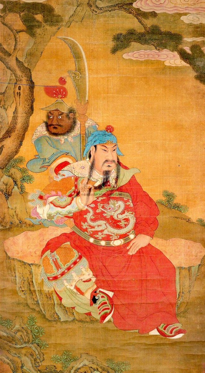 Guan Yu (關羽), the fierce warrior of the Three Kingdoms, crossed from battlefield to altar, becoming a god of loyalty, justice, and martial honor. His red face and green robes now watch over shrines, shops, and homes across China. 
Worshipped as a protector of the righteous, his