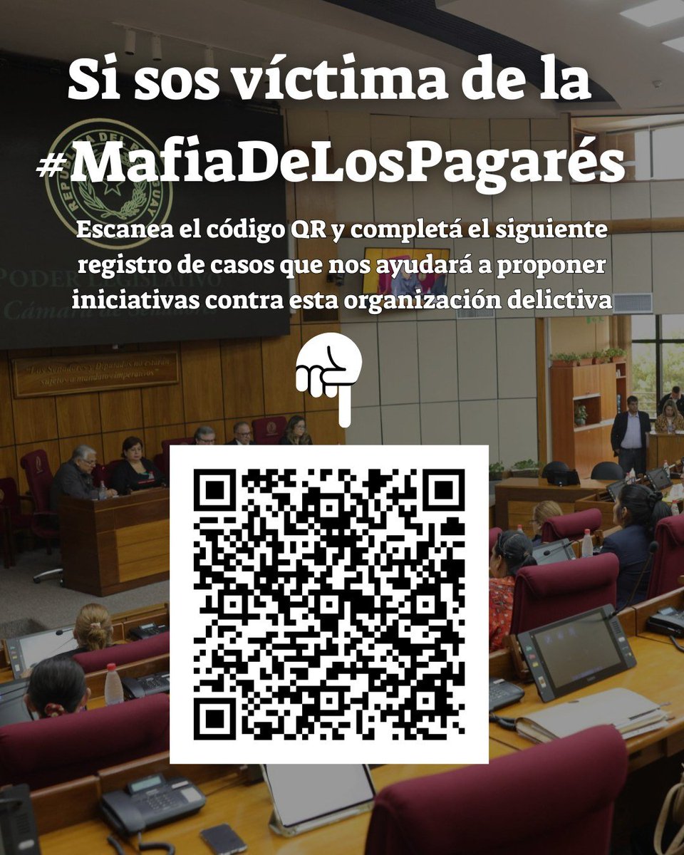 #MafiaDeLosPagarés
Seguimos trabajando en la relevamiento de casos y en el procesamiento de  datos de este esquema criminal que afecta a miles de paraguayos y  paraguayas.

Podés completar el Registro de Víctimas de la Mafia de los Pagarés ingresando a este enlace
🔗