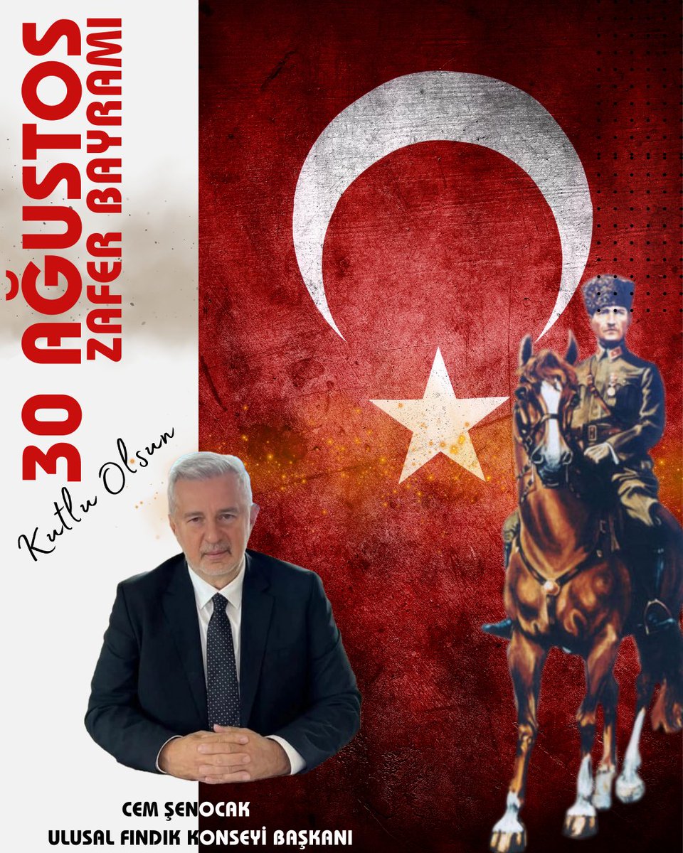 Milletimizin bağımsızlık mücadelesinin en büyük simgesi olan 30 Ağustos Zafer Bayramı’nı, gurur ve coşkuyla kutluyoruz.

Cem Şenocak 
Ulusal Fındık Konseyi Başkanı
                    instagram.com/p/DN8JQg_CmeF/…