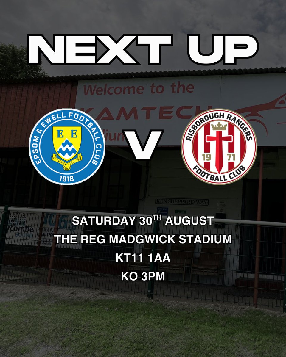 🔴 𝗡𝗘𝗫𝗧 𝗨𝗣!

Risborough Rangers hit the road for the FA Cup First Qualifying Round this Saturday as we face Epsom &amp; Ewell! The lads are ready to battle for a place in the next round 💪🏆

📍 The Reg Madgwick Stadium
🕒 KO: 3pm

#UpTheRis 🔴⚪️