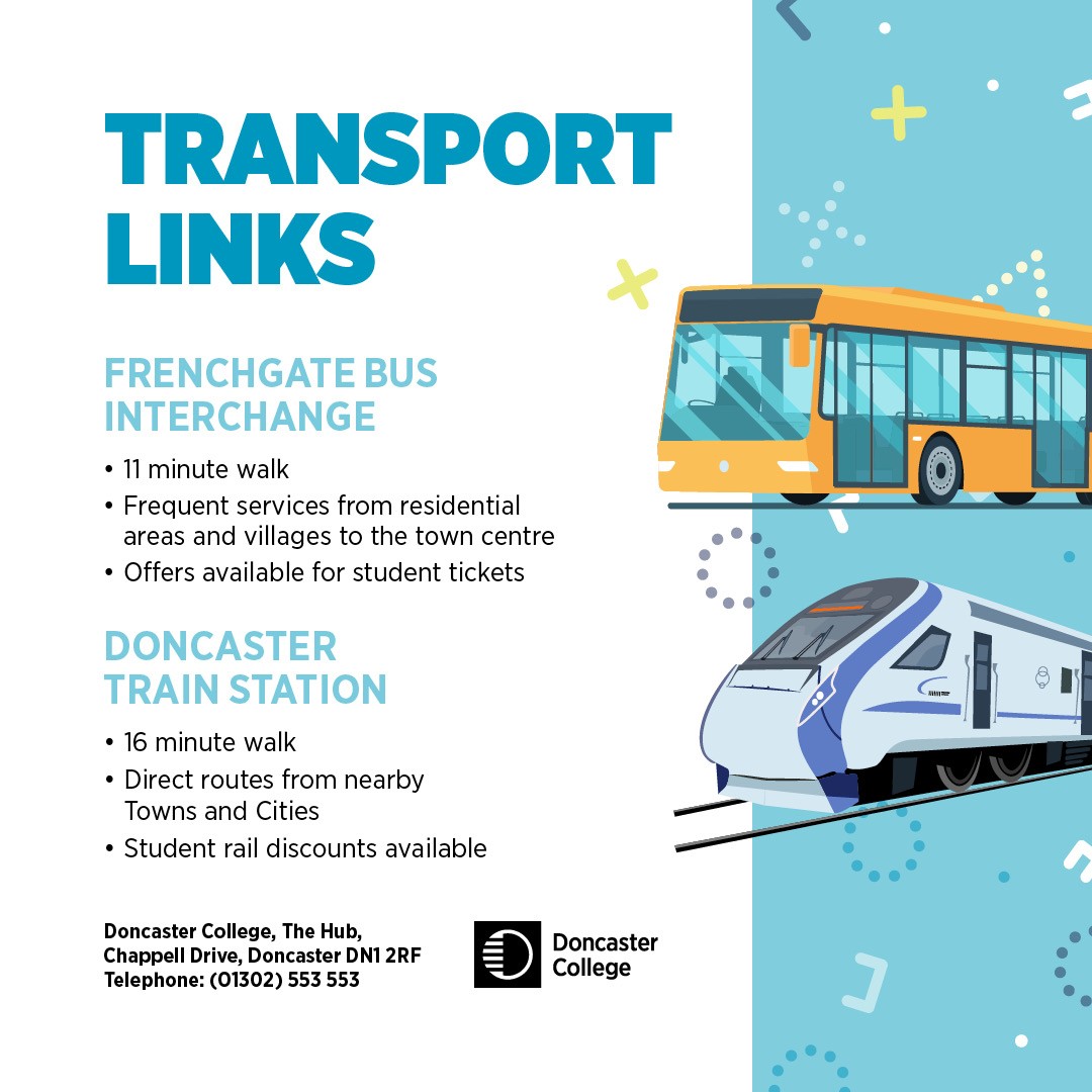 DonnyCollege's tweet image. Starting with us this September? 👋 Doncaster College is just an 11 min walk from the bus interchange 🚌 and 16 mins from the train station 🚆 Easy to find, even easier to get started 
#DoncasterCollege #SeptemberStart
