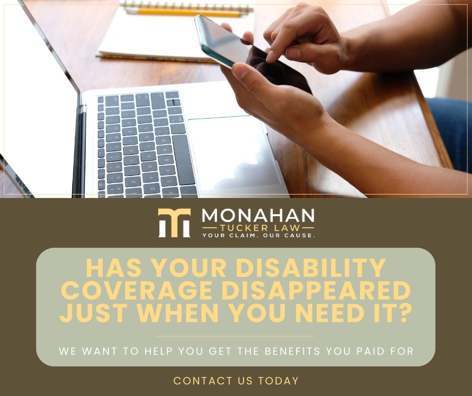 MonTuckerLaw's tweet image. Denied short-term or long-term disability benefits? Let Monahan Tucker Law help you challenge the decision. Contact our team today. 
#ShortTermDisability #LongTermDisability

bit.ly/3IZQysO