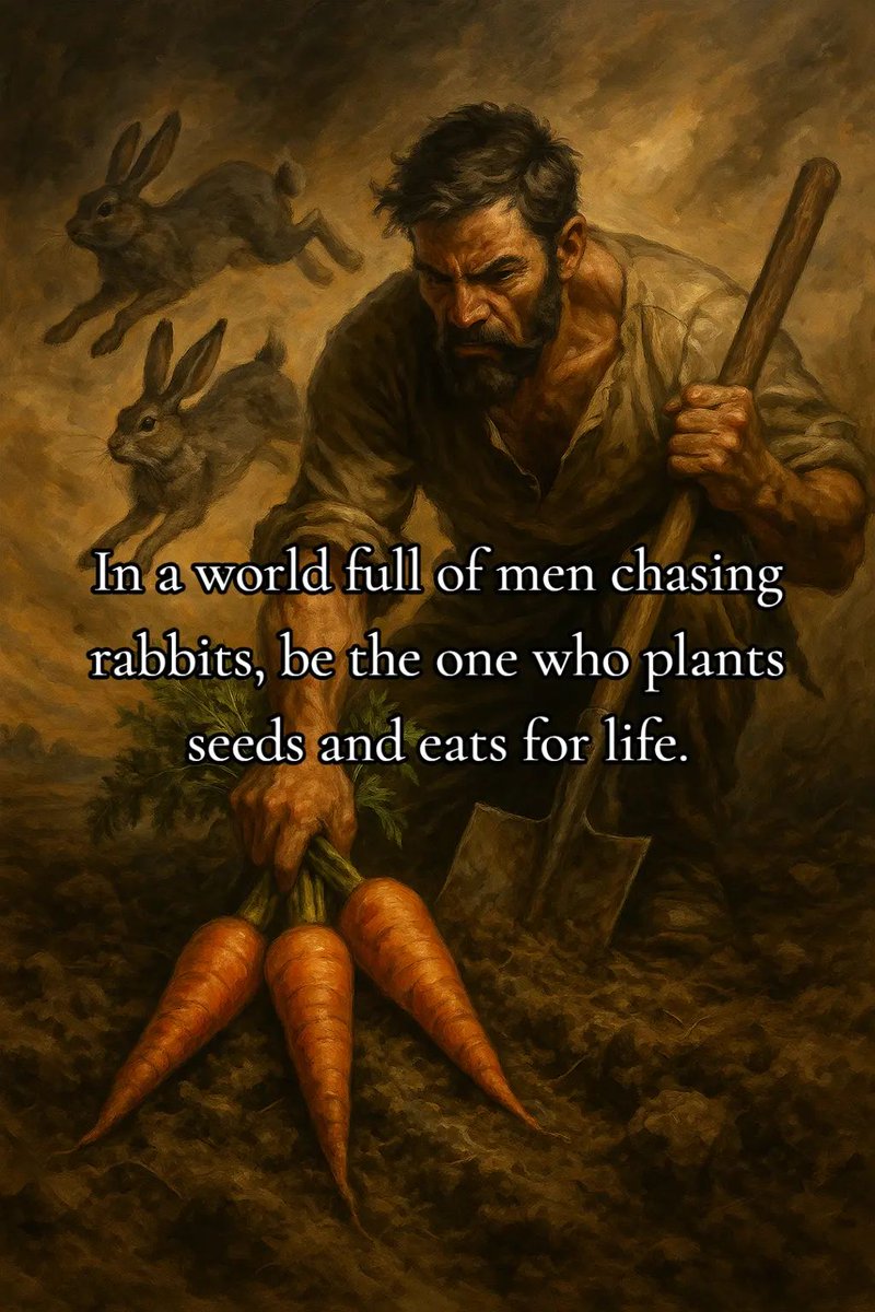 MooseWBigHorns's tweet image. Stop Chasing Rabbits, Start Growing Carrots

#DisciplineOverDistraction
#LongGameMindset
#PlantSeedsReapFreedom
#FocusCreatesPower
#StoicStrength