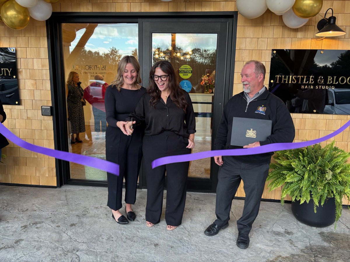 We’re thrilled to celebrate the expansion of businesses by Kirsten Fudge and Kelley White: Up North Beauty and Thistle &amp; Bloom! Hastings Highlands Mayor &amp; Deputy Warden Tony Fitzgerald joined them in an official ribbon cutting ceremony in Birds Creek the evening of August 28.