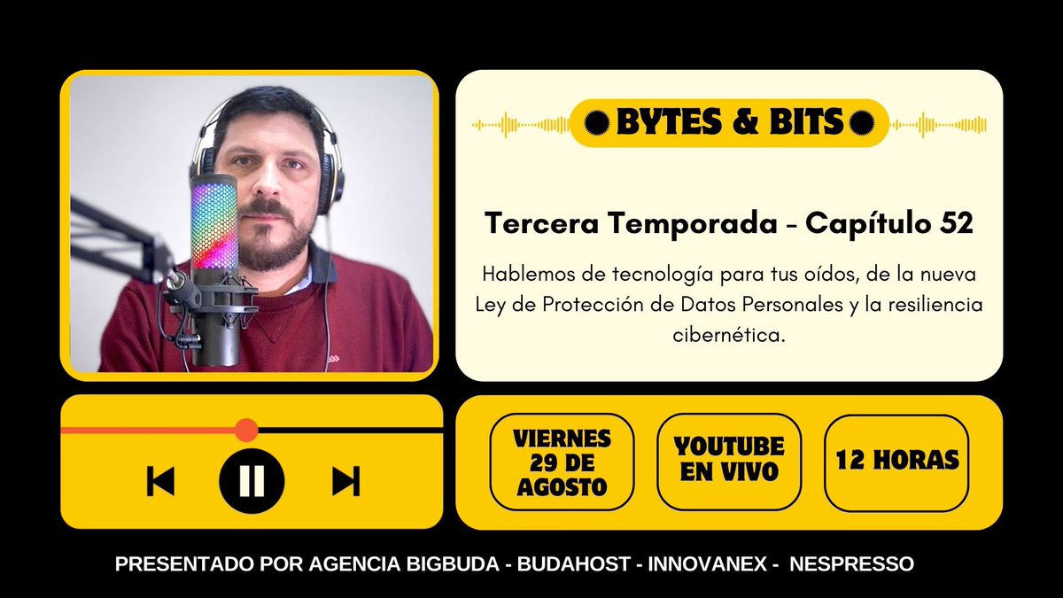 Nos vemos a las 12 en un Bytes and Bits de Zoom Tecnológico youtube.com/live/Ps7DT4_Tf… #streaming #envivo #youtube #bytesandbits