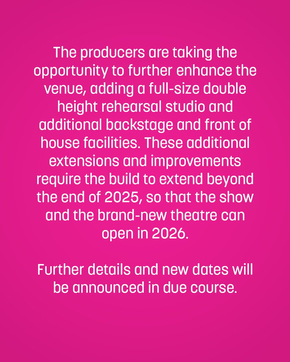 Due to encountering planning and design issues during the early stages of construction of the Capital Theatre at Westfield London, the opening date of Dirty Dancing – The Classic Story on Stage is to be delayed.