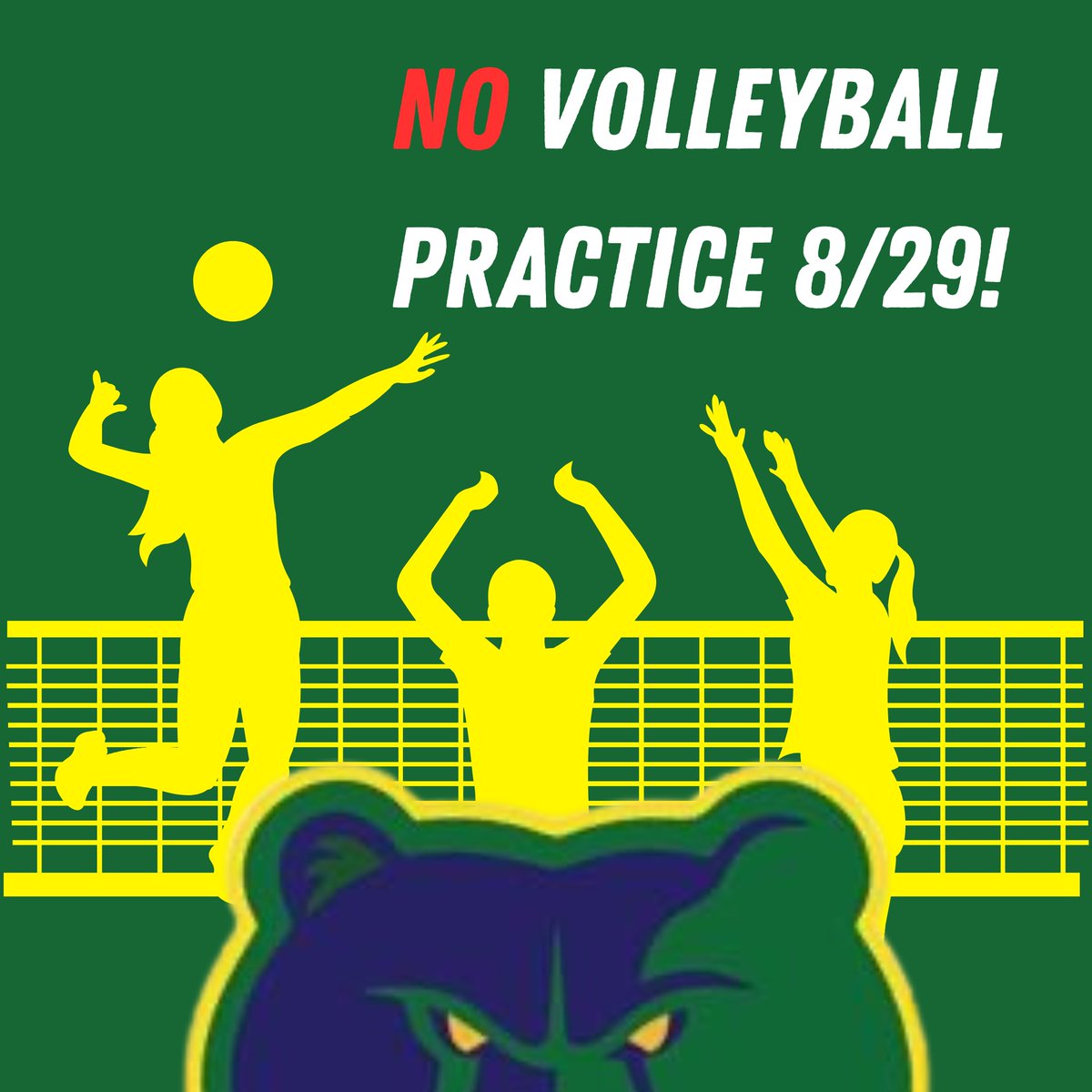 #GHMSAthletics | Volleyball parents: there is NO volleyball practice today 8/29. Please make arrangements for your Grizzly to have a way home. #OurGravelly #LivingTheGrizzlyDream