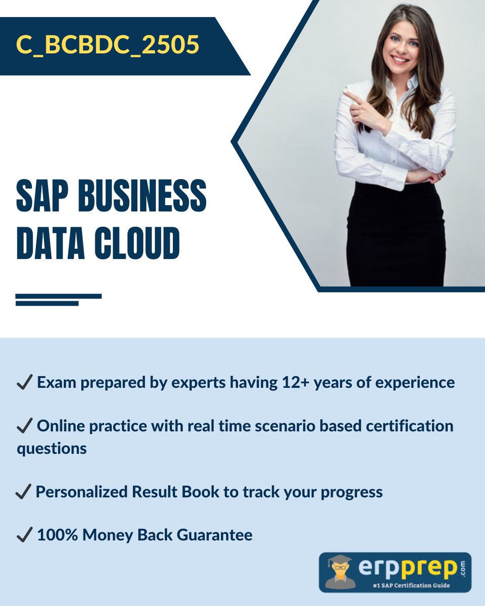 erpprep's tweet image. 🚀 Cracking C_BCBDC_2505 is about:
✔️ Practicing real exam-style Qs
✔️ Smart prep strategies
✔️ Understanding SAP Business Data Cloud
👉 Guide + practice test: erpprep.com/sap-business-t…

#SAPCertification #ExamPreparation #SAPBTP #PracticeTest #Questions