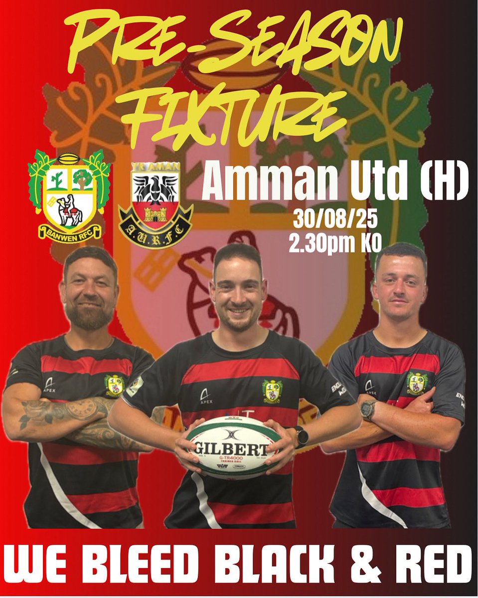 Tomorrow we welcome <a href="/AmmanUnitedRFC/">Clwb Rygbi Yr Aman</a> to Banwen Park for our final warm up game before the season starts. 

The division 3 outfit will bring a challenging test for the boys before the league campaign kicks in. 

Come on down and support the black dragons 🐉

#webleedblackandred🖤❤