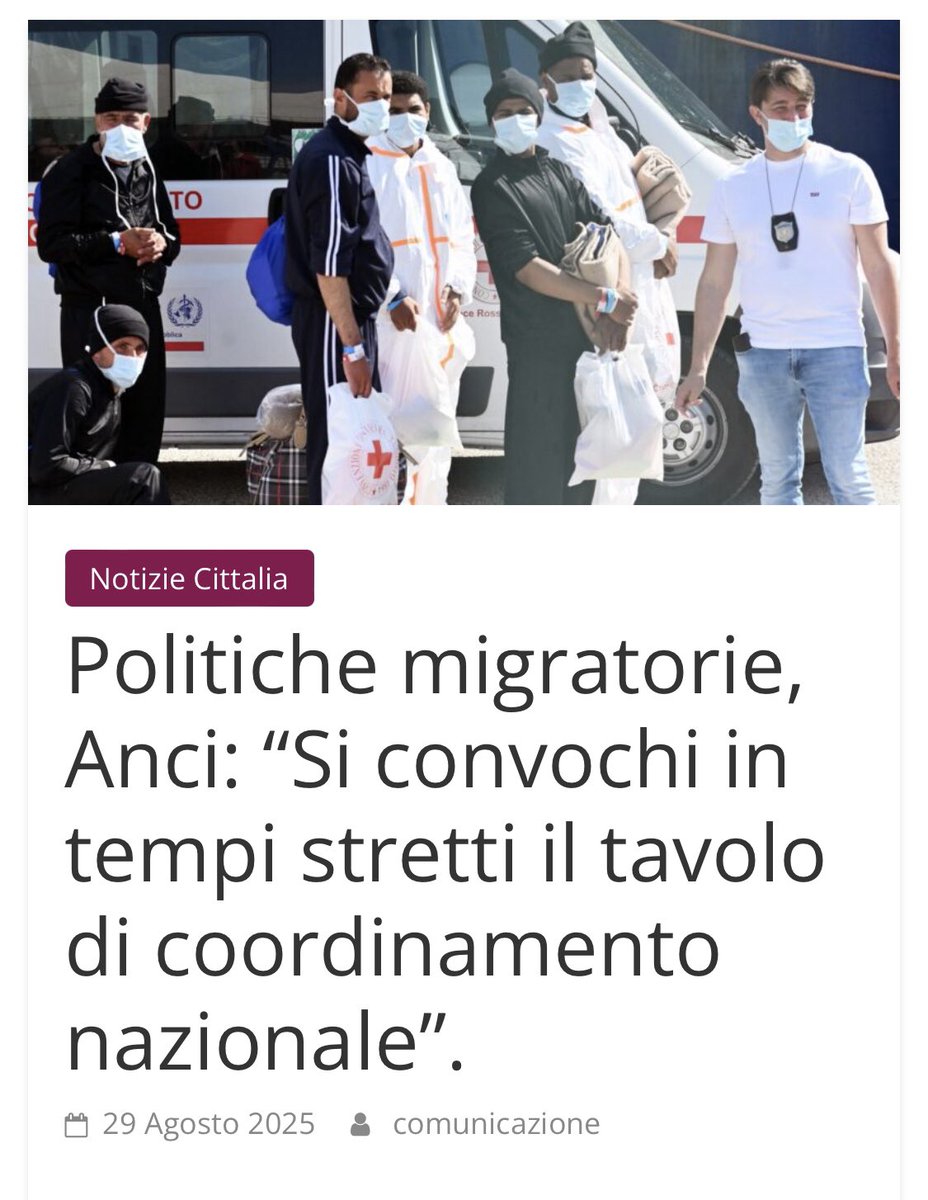 Politiche migratorie, Anci: “Si convochi in tempi stretti il tavolo di coordinamento nazionale”.

🗞️ Qui la notizia completa per approfondire: cittalia.it/tutte-le-categ…