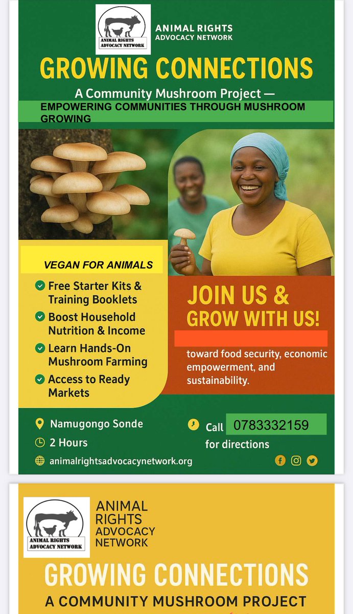 Join us tomorrow, 30th August, 2025, at 11:00 AM for 'Growing Connections: A community mushroom project’. Come learn hands-on mushroom farming, get free mushroom starter kits &amp; training booklets, and boost your household nutrition &amp; income. For directions 0783332159/0702593259