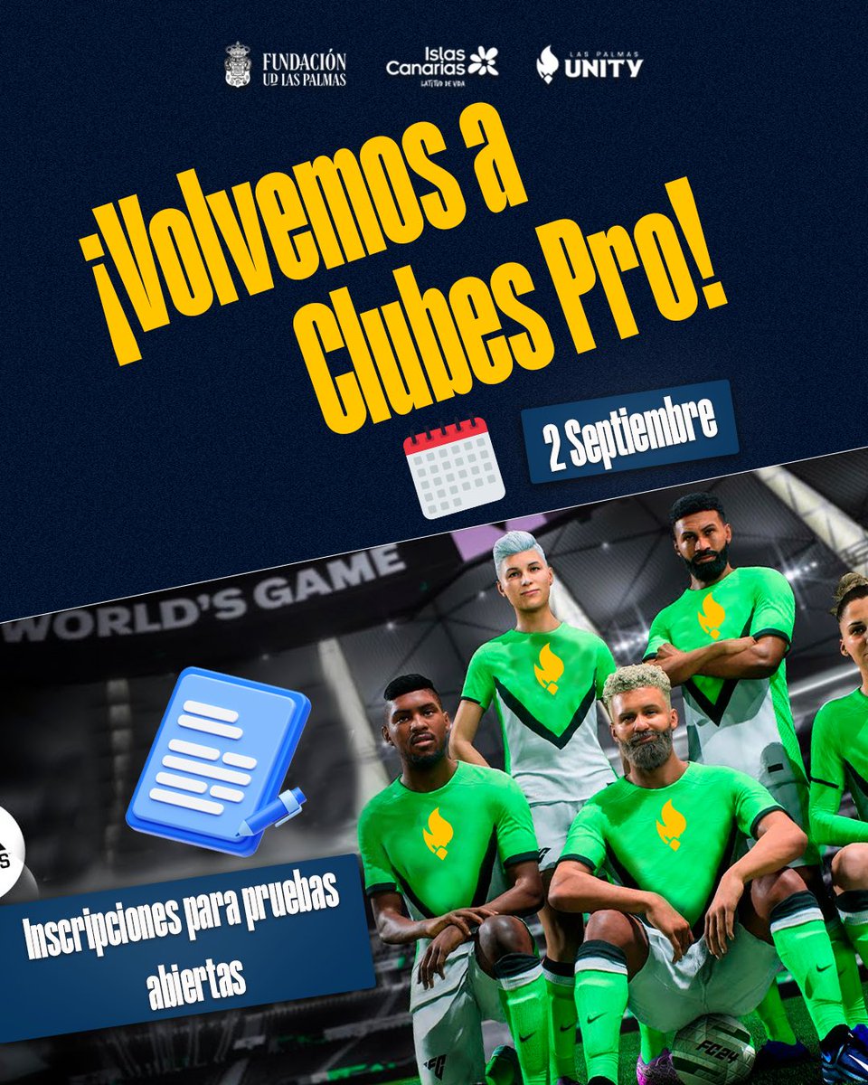 🙌🏻 ¡Volvemos a Clubes Pro! 

📅El próximo 2 de Septiembre comenzamos a confeccionar el equipo. 

📝Rellena el formulario para inscribirte en las pruebas. 👇

forms.gle/Aojab7VseBpYa3…

🫵 ¡Te esperamos!