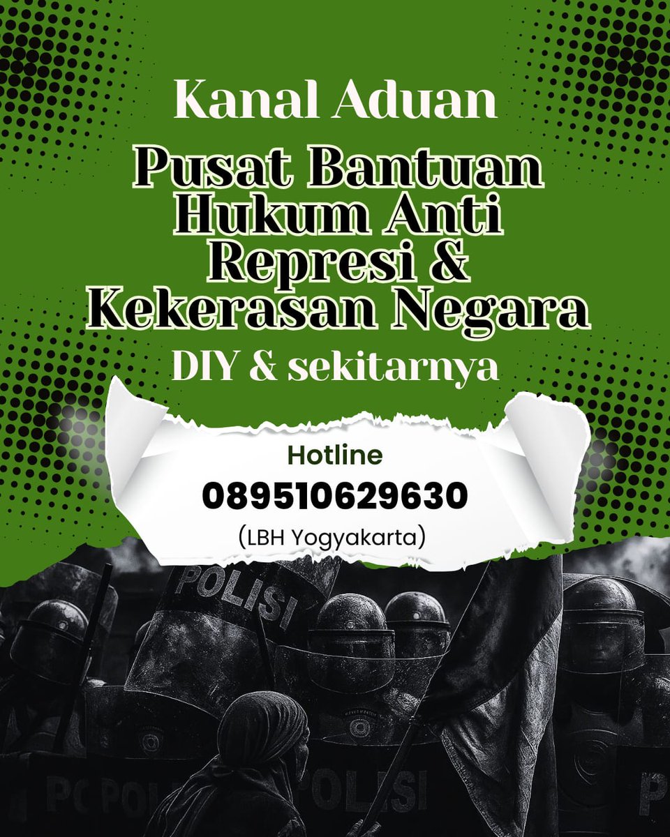 KANAL ADUAN 
PUSAT BANTUAN HUKUM ANTI REPRESI DAN KEKERASAN NEGARA 
Untuk wilayah DIY &amp; sekitarnya 

📞 Hotline LBH Yogyakarta: 0895-1062-9630

#posaduan #semuabisajadikorban #kitaberhakkritis #polisipembunuh #dprbebannegara #DPR_DewanPenindasRakyat
