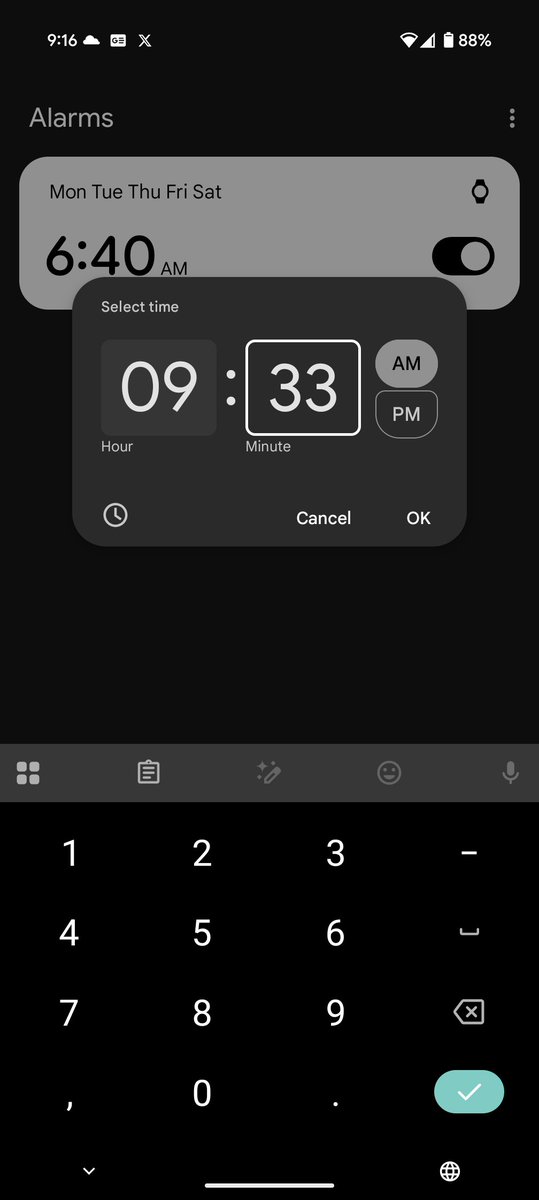 CAST2000's tweet photo. @JDev363 @BennettBuhner You do realize you can just tap on the time to pull up the keyboard. And the rotating wheel makes for faster entry, you just tap the time and fine tune rotating. https://t.co/7hVG7PI7hR