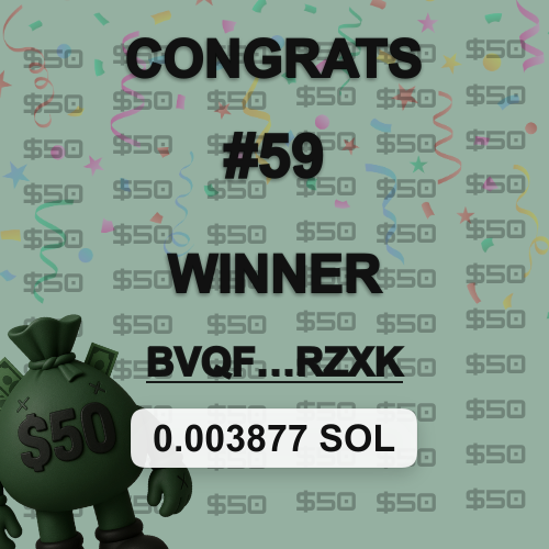 ayveyanko's tweet photo. 🎟 $50 Raffle Winner 🎟

Wallet: BVQFCi...Rzxk
Prize: 0.003877 SOL 💰
RNG: https://t.co/pt24wiZHNM
PRize Tx: https://t.co/lnzhQtDLOM

Next draw in 10 mins. More $50 = more tickets = more chances.Hold. Win. Repeat. https://t.co/jbOK3Ld72Q