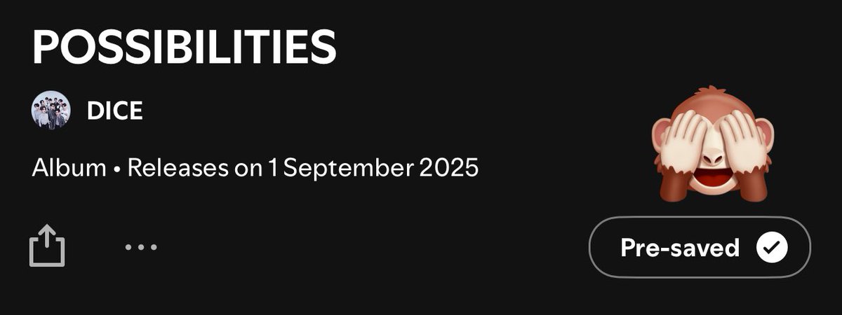 ผม Pre-saved แล้วคุณ Preละยัง EiEi
#DICE_THEFIRSTALBUM 
#DICE_POSSIBILITIES_ALBUM