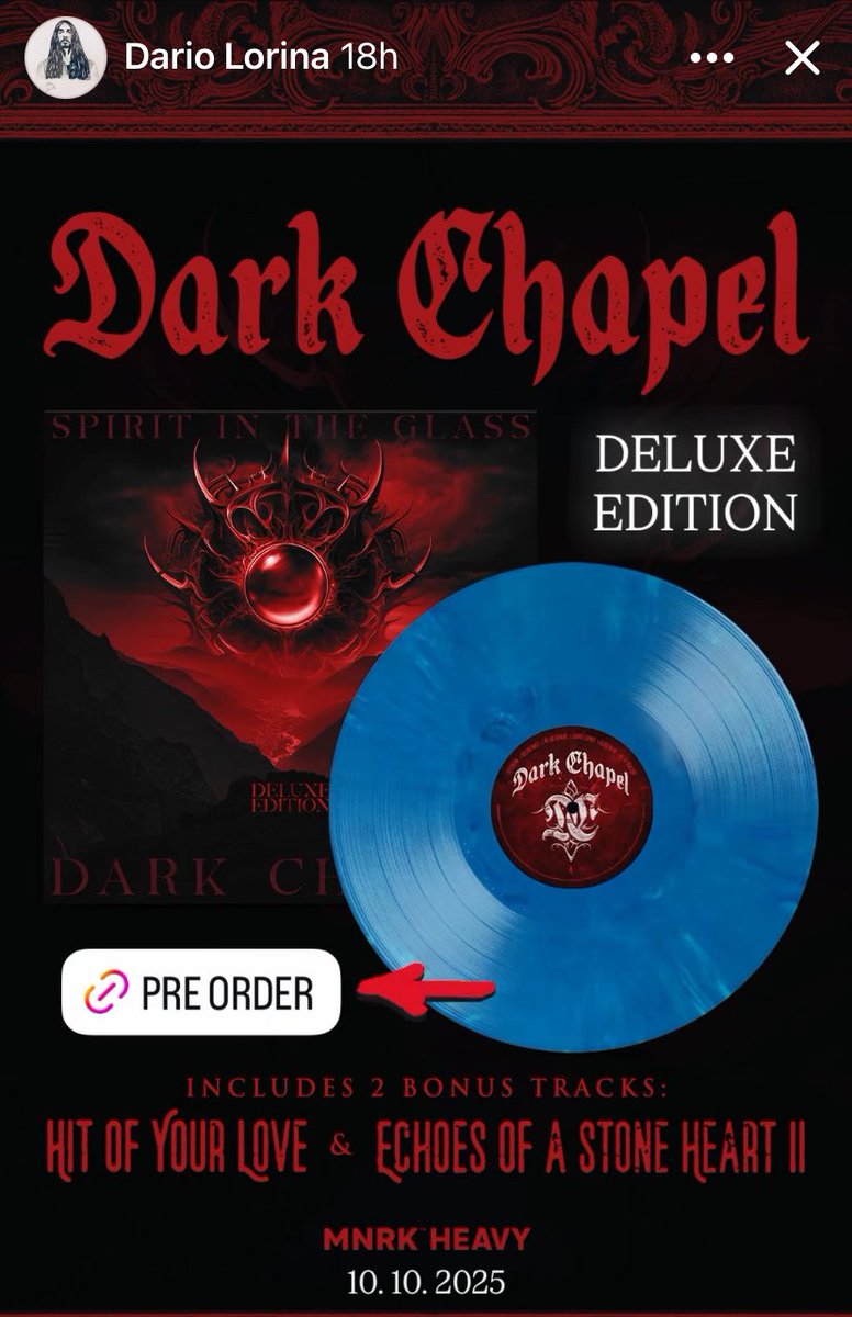 RoadDawg58's tweet image. Pre-Ordered my #DeluxeEdition of @dariolorina &amp;amp; @darkchapelband #SpiritInTheGlass from @MNRKHeavy this morning!