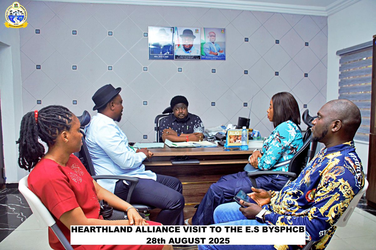 bysphcb's tweet image. Heartland alliance visit to the Executive Secretary, Bayelsa State Primary Health Care Board on the 28th of August 2025. The meeting was focused on Collaborative Healthcare Models, Capacity Building, Health Program Development, Advocacy and policy.
#bysphcb 
#healthgistbybysphcb