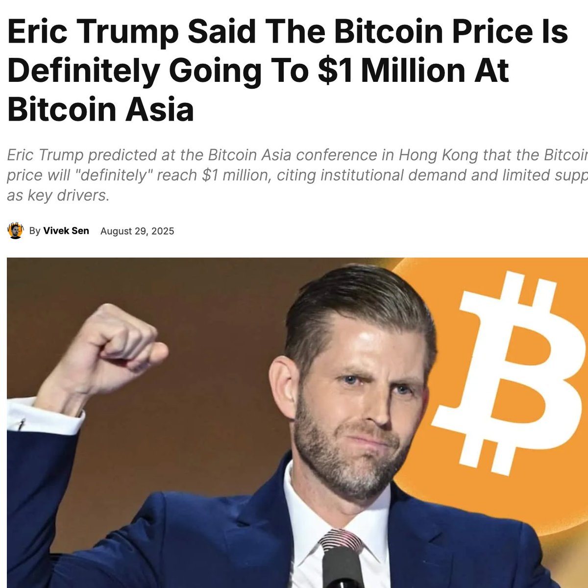 Bitcoin is going to $1 million Bitcoin is going to be a Global Reserve  currency. The two most important headlines at #BitcoinAsia2025