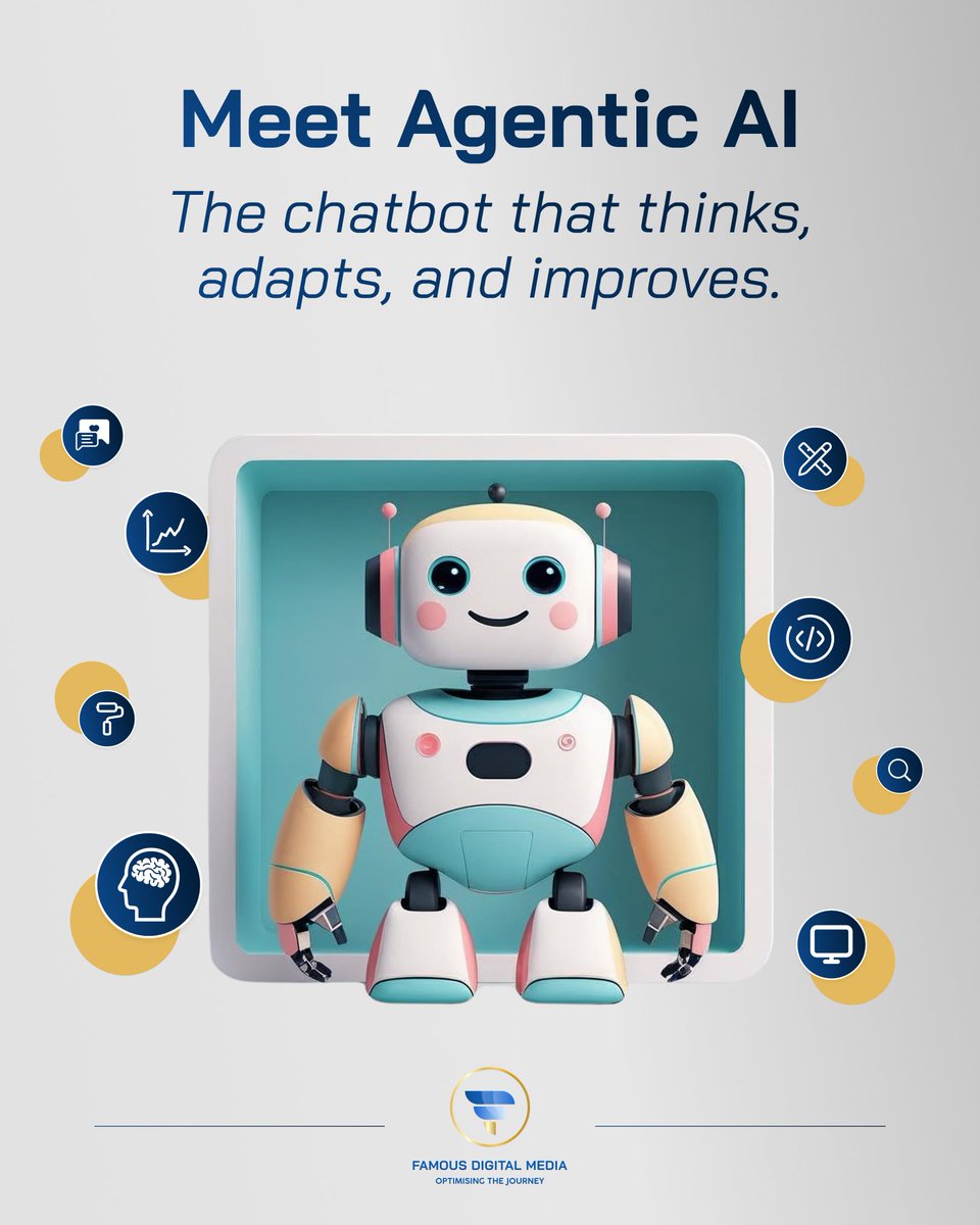 Famous_D_Media's tweet photo. If it can’t think, adapt, and learn… it’s basically a 2008 Nokia in an iPhone world. 

Enter Agentic AI — chatbots that don’t just respond, they understand.

At Famous Digital Media, we love tools that transform the customer journey — and Agentic AI does exactly that:

- Real-time, context-aware answers
- Conversations that improve over time
- Happier customers, less staff burnout

Contact us to learn more: https://t.co/d90e0VUiHn