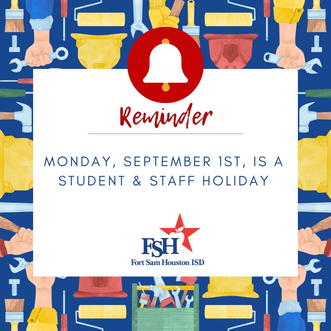 Reminder: Monday, September 1st is a Student/ Staff Holiday. 

We hope you have a safe three-day weekend!!

psqr.io/Tgr6dquJ9g