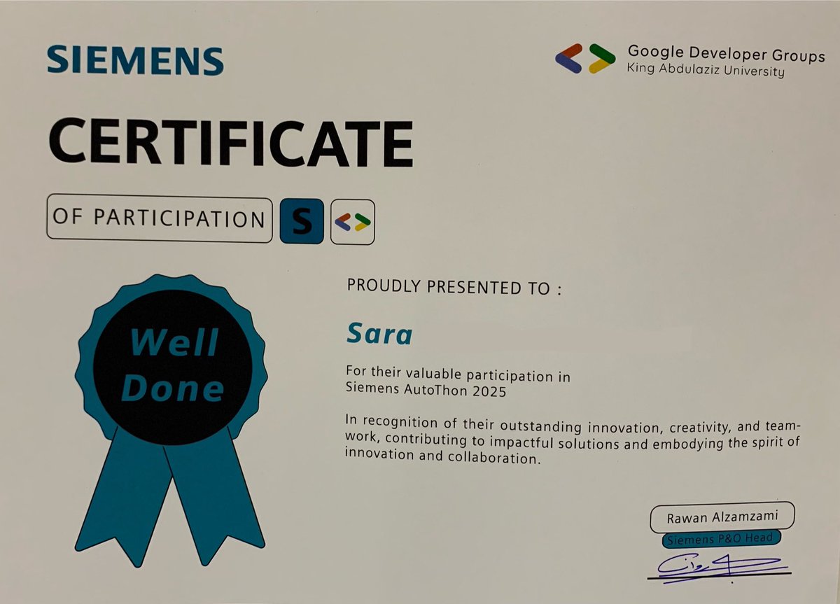 اول مشاركة في هاكثون ✅
كانت تجربة حلوة وجديدة وان شاء الله القادم أفضل 🤍
#Autothon