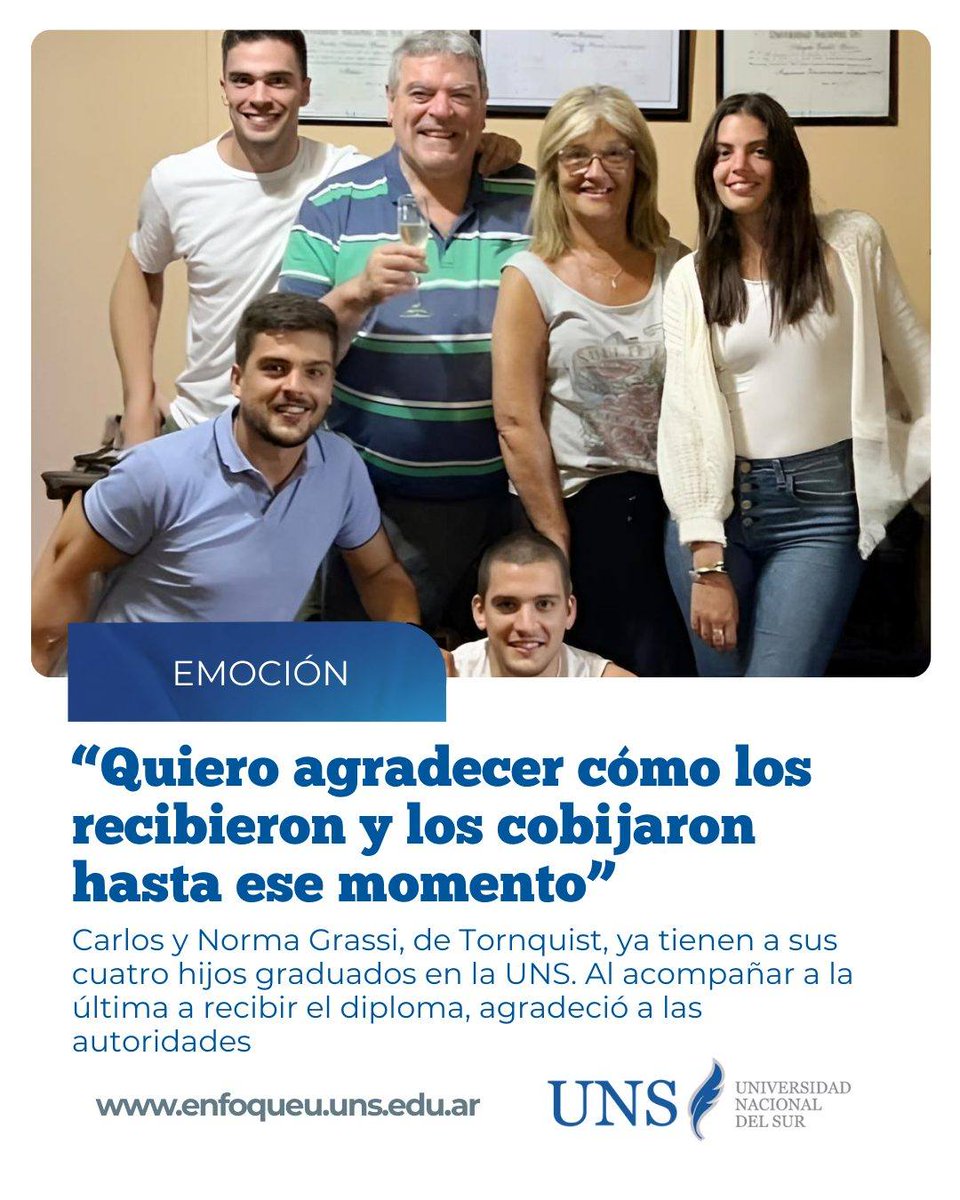 DanielVegaUNS's tweet photo. Hermosa historia que se réplica en cientos de familias de todo el país gracias a la educación pública de excelencia que brinda la @UNS_oficial
#orgullouns https://t.co/9sephhKV8v