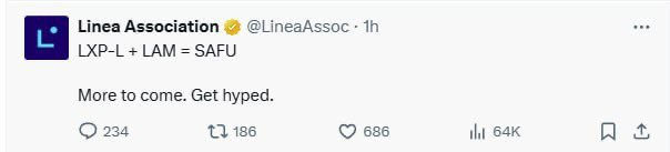 Linea — distributes LXP-L tokens

Linea continues preparations for the project's drop and TGE. Today, the team started distributing LXP-L tokens.

The Linea drop and TGE seem to be very close, and website code indicates the date September 10. We are awaiting information
#linea