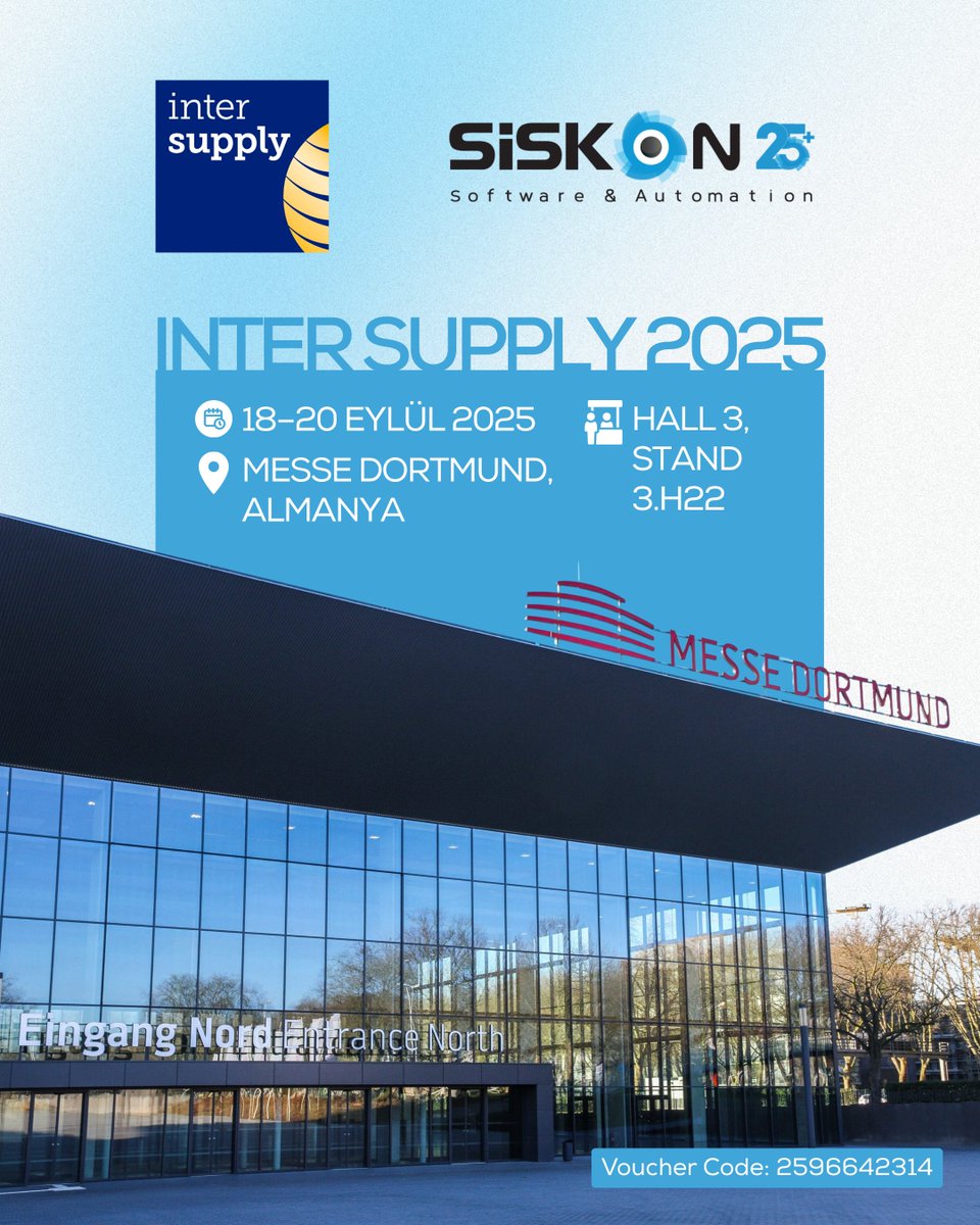 Siskon, InterSupply 2025’te! 🚀

En yeni Tobacco Machine Communication (TMC) çözümlerimizi ve tütün endüstrisine özel otomasyon teknolojilerimizi keşfetmek için sizleri standımıza bekliyoruz.

📅 18-20 Eylül 2025
📍 Dortmund, Westfalenhallen | Hall 3, Stand 3.H22
🎟️ Ücretsiz
