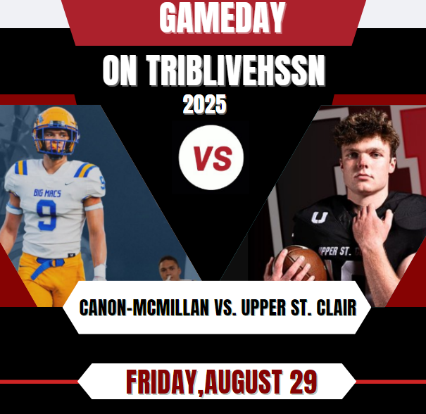 TribLive_HSSN (@trib_live) on Twitter photo π¨ Game Week π¨
π <a href="/BigMacsFootball/">CANON-MCMILLAN FOOTBALL</a> vs. <a href="/UpperStClairFB/">Upper St. Clair Football</a>
π Friday,August 29
β° @ 7p.
πΊ bit.ly/4l99xBn
<a href="/CMFAA10/">Canon-McMillan Football Alumni Association</a> <a href="/USC_High_School/">Upper St. Clair HS</a> <a href="/CMSportsk12/">CM Sports</a> <a href="/CanonMacSports/">Canon-McMillan Sports</a> <a href="/ethan_campoli/">Ethan Campoli</a> <a href="/SabatucciTJ2026/">TJ Sabatucci</a> <a href="/CoachJunko_USC/">Mike Junko</a> <a href="/Coach_Fitz__/">Aaron Fitzpatrick</a> <a href="/nicodorazio10/">Nico DβOrazio</a> <a href="/DanteCoury/">Dante Coury</a> π¨ Game Week π¨
π <a href="/BigMacsFootball/">CANON-MCMILLAN FOOTBALL</a> vs. <a href="/UpperStClairFB/">Upper St. Clair Football</a>
π Friday,August 29
β° @ 7p.
πΊ bit.ly/4l99xBn
<a href="/CMFAA10/">Canon-McMillan Football Alumni Association</a> <a href="/USC_High_School/">Upper St. Clair HS</a> <a href="/CMSportsk12/">CM Sports</a> <a href="/CanonMacSports/">Canon-McMillan Sports</a> <a href="/ethan_campoli/">Ethan Campoli</a> <a href="/SabatucciTJ2026/">TJ Sabatucci</a> <a href="/CoachJunko_USC/">Mike Junko</a> <a href="/Coach_Fitz__/">Aaron Fitzpatrick</a> <a href="/nicodorazio10/">Nico DβOrazio</a> <a href="/DanteCoury/">Dante Coury</a>