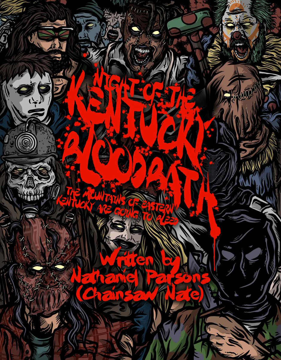 🩸 BOOK ANNOUNCEMENT 🩸

Very pleased to reveal &amp; share the cover for my debut book “Night of the Kentucky Bloodbath”

“Of the Dead” absolutely “murdered” it as he always does. More news to come as to the date for the release of my short novel.

#horror #slasher #horrorauthor