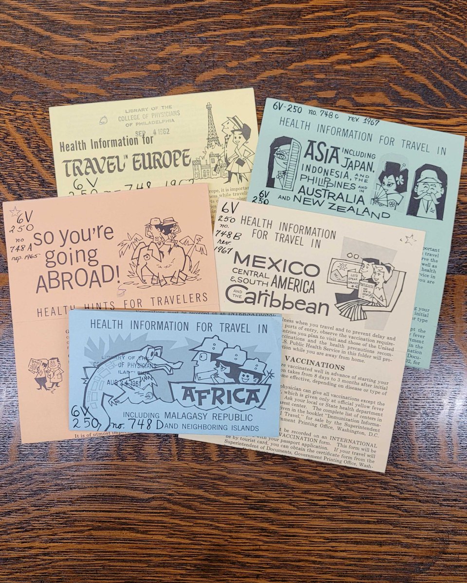 It's #laborday weekend! The bags are packed, but have you taken your health into account? These 1960's "Health information for Travelers" brochures were a pocket-size guide to track your health &amp; vaccinations for travel worldwide.

Find it ➡️Call Number: 6V 250 748