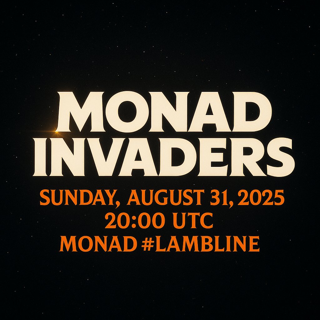 Gizdusum ⨀ (@gizdusumandnode) on Twitter photo Hey! Hype is real! <a href="/monadinvaders/">Monad Invaders</a> ☄️
The Monad Invaders Pipeline Galactic Empire event is this Sunday at 8:00 PM UTC in the #Lambline Monad Discord channel!
🏆 Prizes:
🥇 1st: Spiky Nads Mainnet WL
🥈 2nd: SLMND NFT Mainnet WL
🥉 3rd: Meownads Mainnet WL
✨ 1000 Mon (10x100 Hey! Hype is real! <a href="/monadinvaders/">Monad Invaders</a> ☄️
The Monad Invaders Pipeline Galactic Empire event is this Sunday at 8:00 PM UTC in the #Lambline Monad Discord channel!
🏆 Prizes:
🥇 1st: Spiky Nads Mainnet WL
🥈 2nd: SLMND NFT Mainnet WL
🥉 3rd: Meownads Mainnet WL
✨ 1000 Mon (10x100
