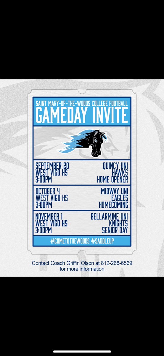 Ryan Cobb (@ryancobb55) on Twitter photo Thank you for the gameday invite. <a href="/SMWCFB/">Saint Mary-of-the-Woods College Football</a> <a href="/CoachWilleySMWC/">Jon willey</a> <a href="/CoachO_SMWC/">Griffin Olson</a> Thank you for the gameday invite. <a href="/SMWCFB/">Saint Mary-of-the-Woods College Football</a> <a href="/CoachWilleySMWC/">Jon willey</a> <a href="/CoachO_SMWC/">Griffin Olson</a>