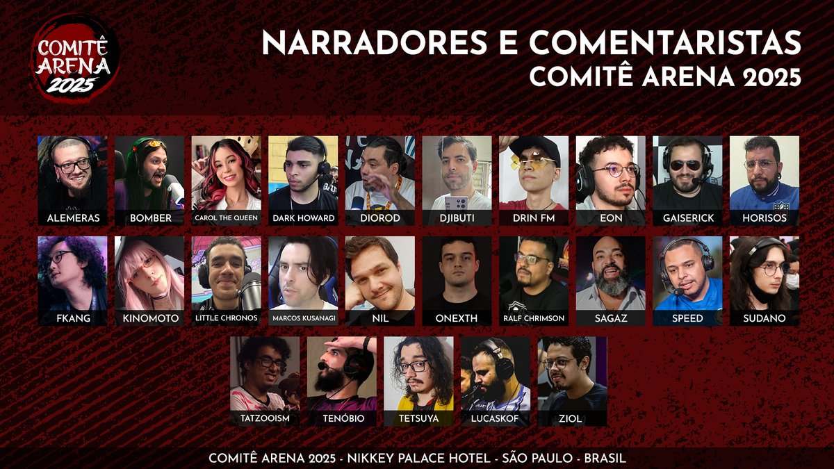 Apresentando nossos Narradores e comentaristas para o Comitê Arena 2025!
