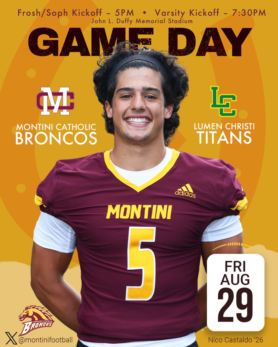 Montini Catholic HS (@montinicatholic) on Twitter photo John L. Duffy Memorial Stadium is the place to be tonight! Your IHSA State Champion Broncos are back on the field! It's Senior Night! PLUS - Don't miss our tribute to "The Perfect Season" and our 2015 State Champions at half-time! <a href="/MontiniFootball/">Montini Football</a> #WeAreMontini #montinifootball John L. Duffy Memorial Stadium is the place to be tonight! Your IHSA State Champion Broncos are back on the field! It's Senior Night! PLUS - Don't miss our tribute to "The Perfect Season" and our 2015 State Champions at half-time! <a href="/MontiniFootball/">Montini Football</a> #WeAreMontini #montinifootball
