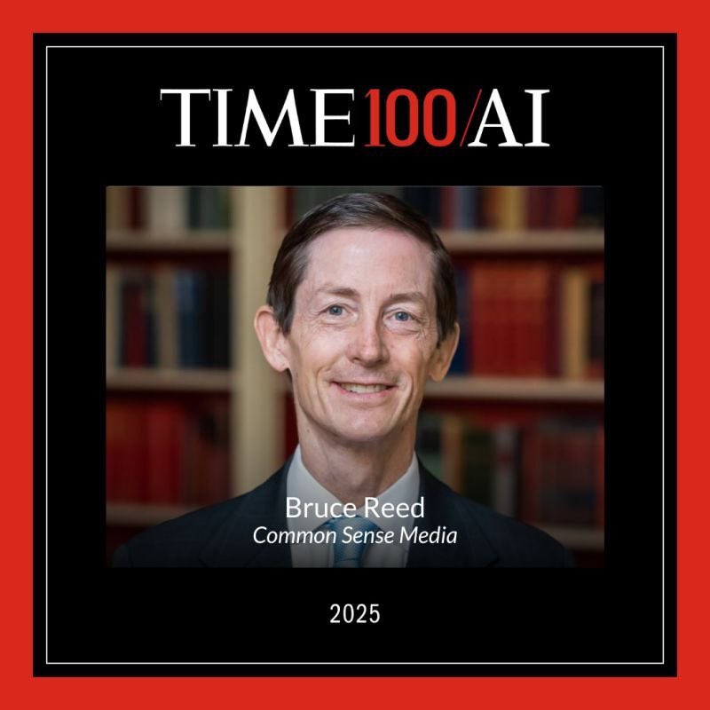 CommonSense's tweet image. Congratulations to our Head of AI, Bruce Reed, for being named to the TIME100 AI 2025 list!
This honor highlights his leadership in advocating for safer AI, exposing risks to kids and families, and pushing for ethical, responsible innovation: time.com/collections/ti…
#Time100AI