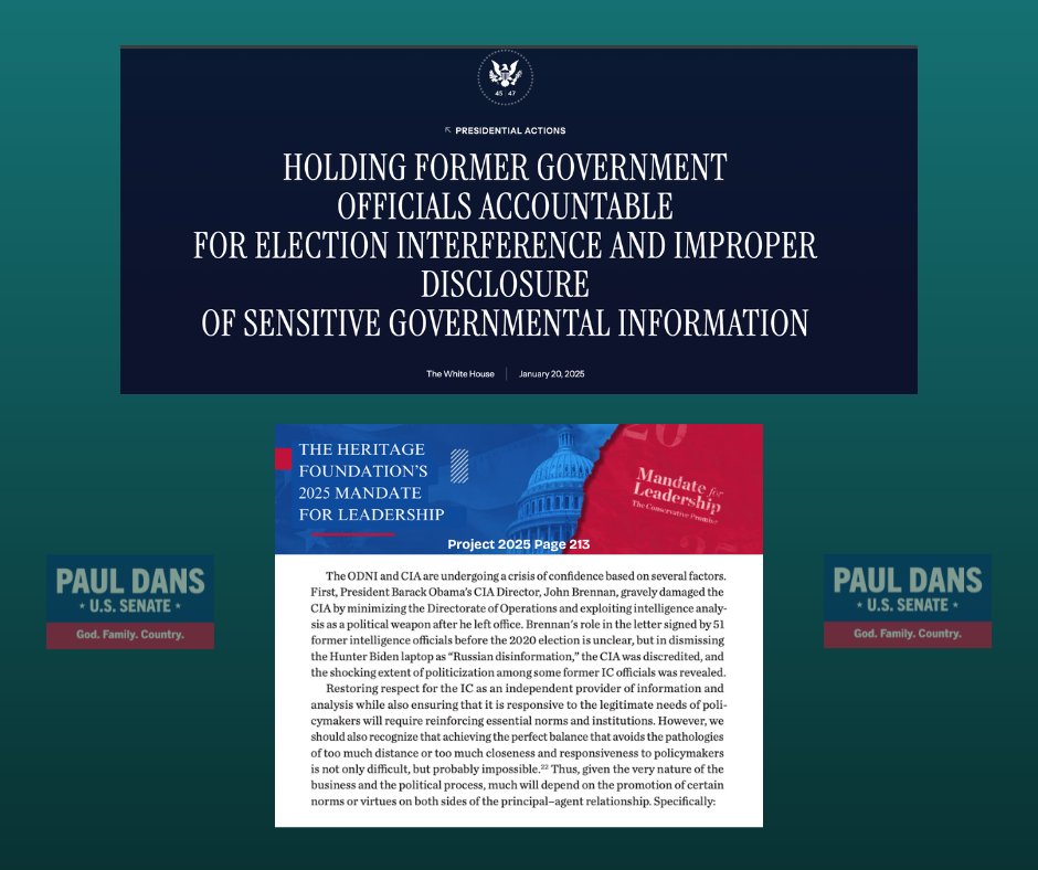 🚨 Trump’s EO revoking security clearances of 51 ex-intel officials mirrors Project 2025’s call to curb IC politicization. Paul Dans’ vision to restore trust in the Intelligence Community is taking shape! 🇺🇸 
cbsnews.com/news/trump-pro…